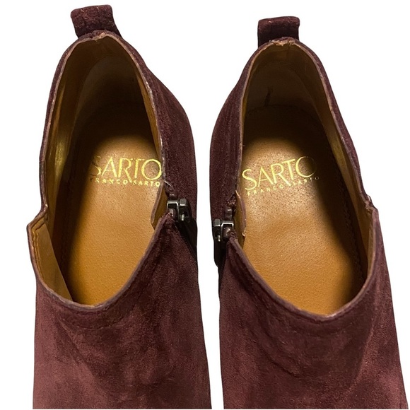 Franco‎ Sarto ‘Paivley’ Burgundy Suede Ankle Boots - Picture 9 of 12